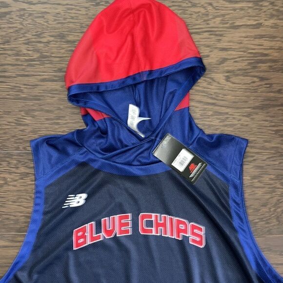 Mens New England Blue Chips Team New Balance Sleeveless Hooded hoodie sweatshirt - Picture 2 of 6